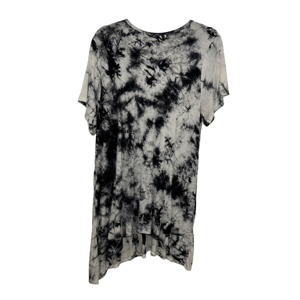 Only Nine Woman Tie Dye Tunic Top Black White Sharkbite Hem Plus Size 2X - Picture 3 of 5